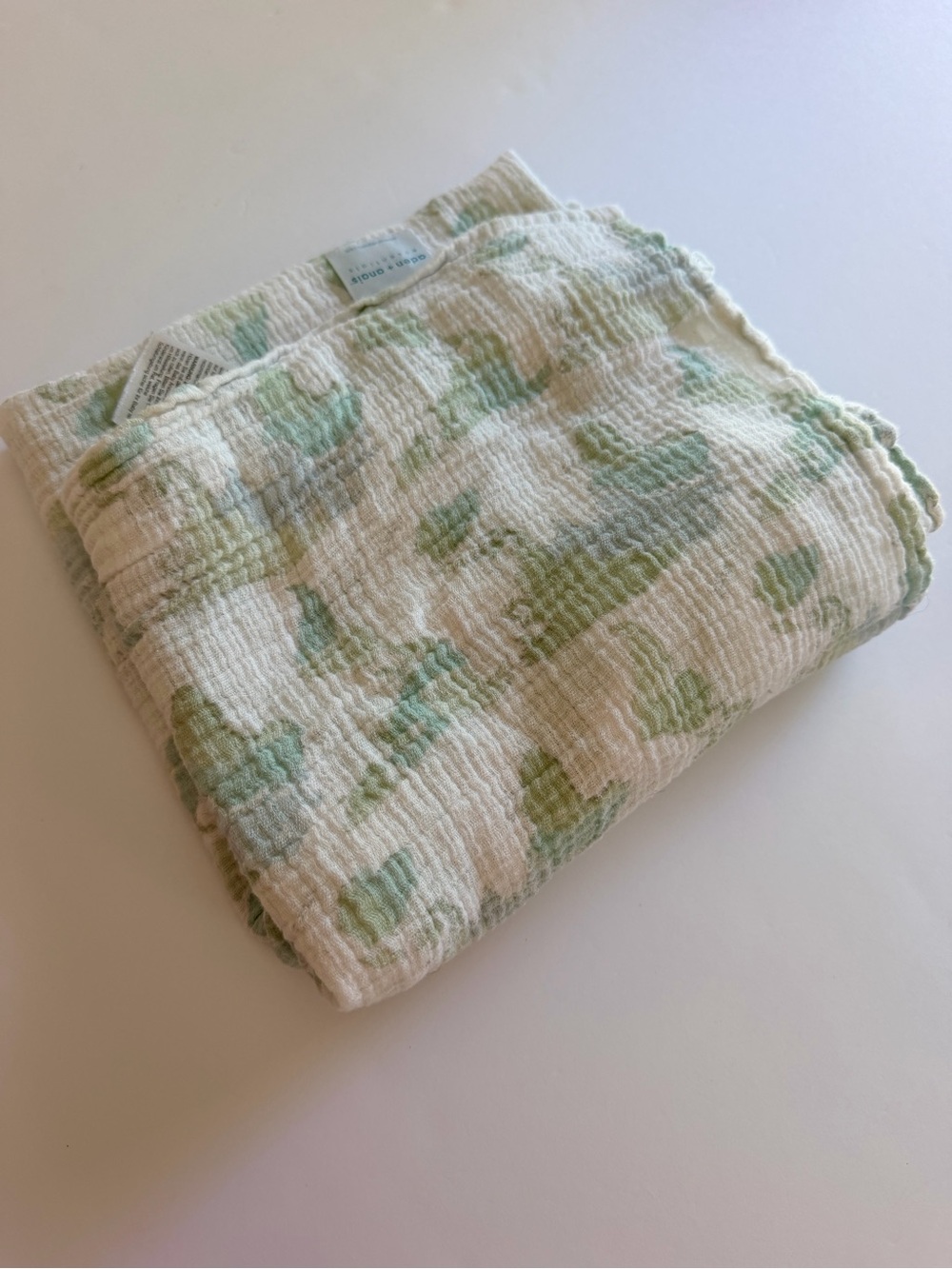 Aden + Anais Essentials Muslin Swaddle Blanket Green Blue Cream 100% Cotton